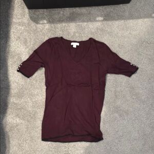 Women's V-Neck Burgundy Top